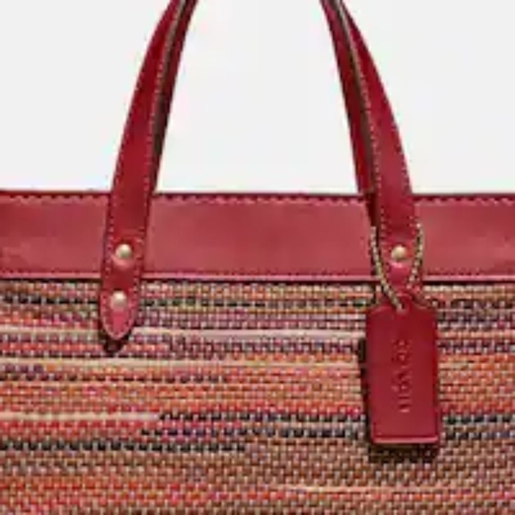 Coach Field Tote 22 in Woven Leather NWT - Picture 7 of 9